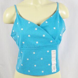 SO Juniors Wrap Front Cami Turquoise with Daisy Print NWT
